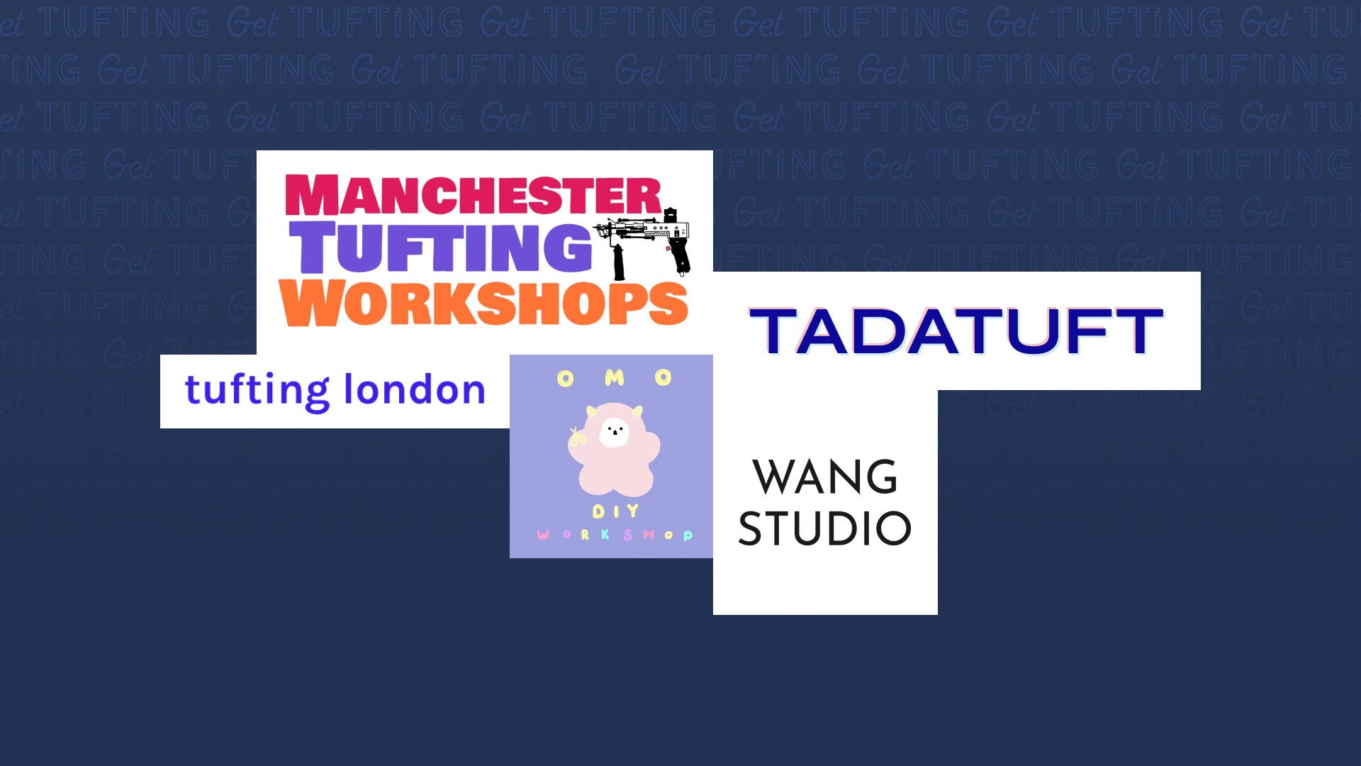 5 logos of tufting workshop organisers in the UK